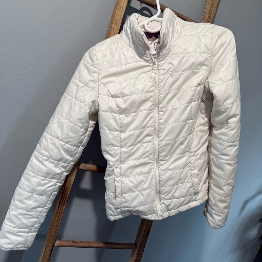 Aeropostale Light Cream Quilted Jacket - Women's Lightweight Puffer